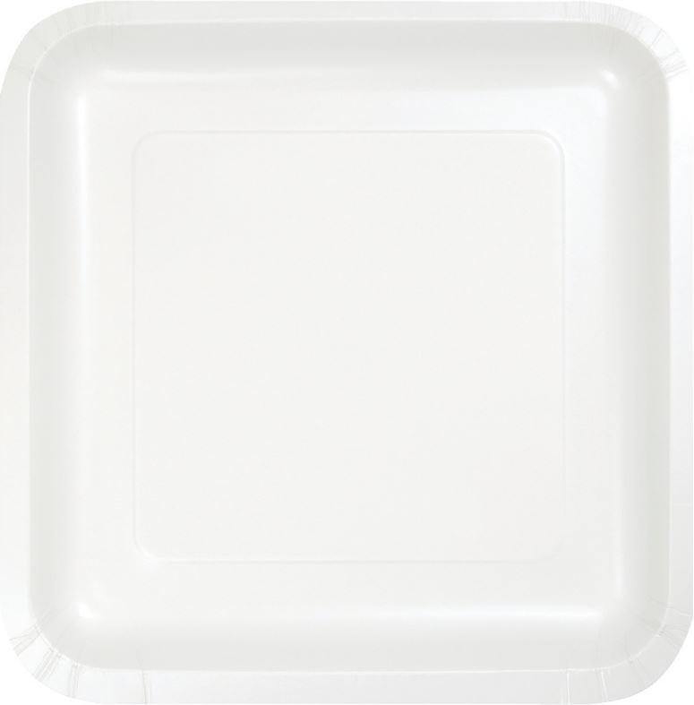 24 Pack White Square Paper Dinner Plates - 23cm - The Base Warehouse
