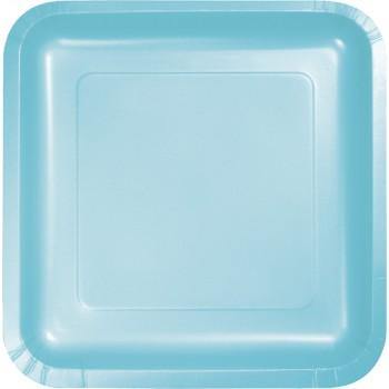 18 Pack Pastel Blue Square Dinner Plates Paper - 23cm