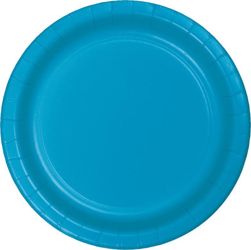 24 Pack Turquoise Dinner Plates Paper - 23cm