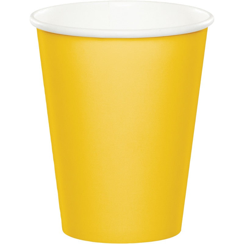 24 Pack School Bus Yellow Cups Paper - 266ml