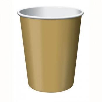 24 Pack Glittering Gold Paper Cups - 266ml - The Base Warehouse
