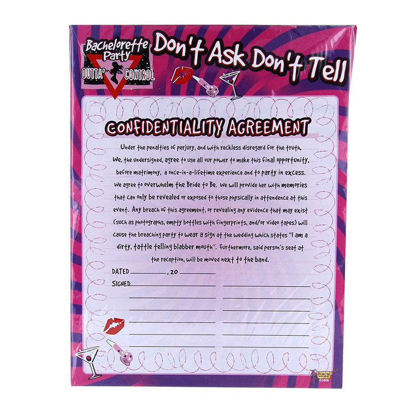 Hens Party Confidentiality Agreement Table Card Stand