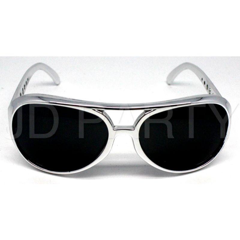 Adult Metallic Silver Elvis Party Glasses