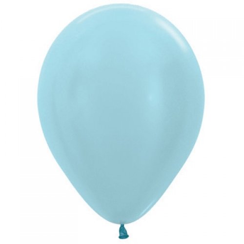 25 Pack Pearl Light Blue Latex Balloons - 30cm