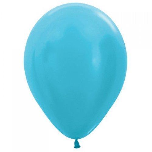 25 Pack Pearl Azure Blue Latex Balloons -30cm - The Base Warehouse