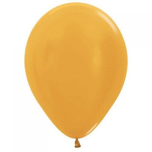 25 Pack Metallic Gold Latex Balloons - 30cm - The Base Warehouse