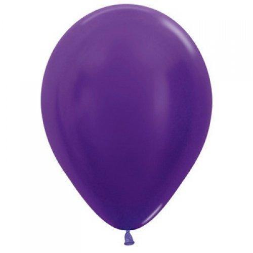 25 Pack Metallic Purple Latex Balloons - 30cm