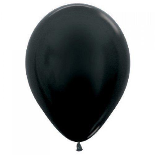 25 Pack Metallic Black Latex Balloons - 30cm