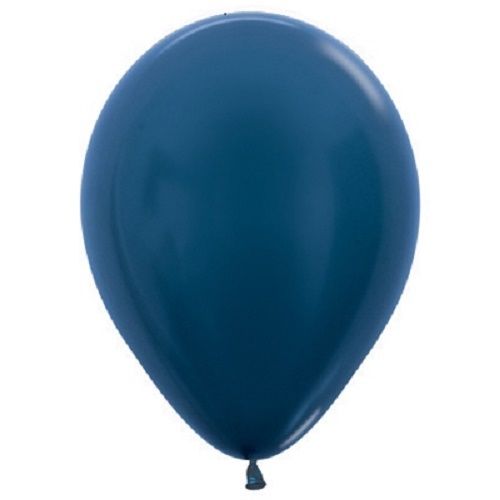 25 Pack Metallic Midnight Blue Latex Balloons - 30cm