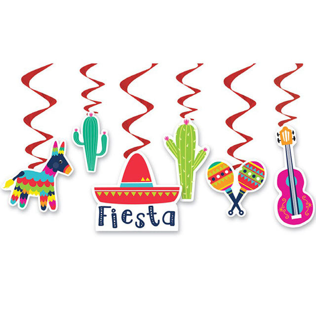 6 Pack Mexican Fiesta Hanging Decorations