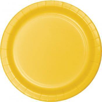 24 Pack School Bus Yellow Luncheon Plates Paper - 18cm - The Base Warehouse