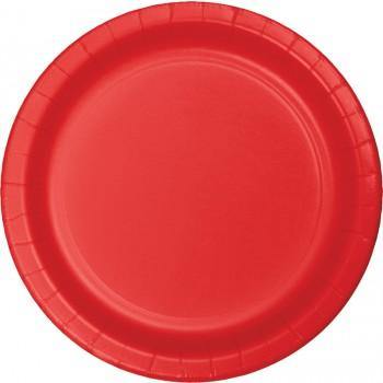 24 Pack Classic Red Paper Lunch Plates - 18cm - The Base Warehouse