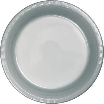 24 Pack Shimmering Silver Luncheon Plate Paper - 18cm - The Base Warehouse