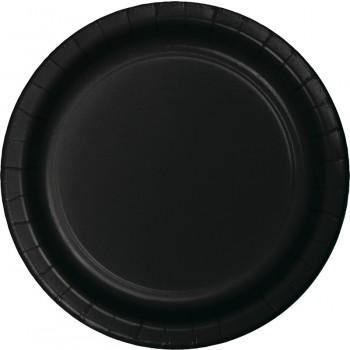 24 Pack Black Velvet Paper Lunch Plates - 18cm - The Base Warehouse