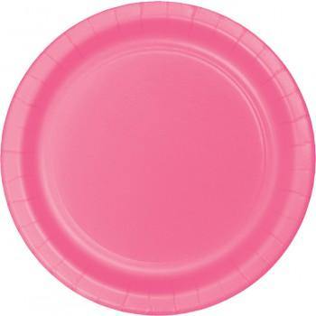 24 Pack Candy Pink Luncheon Plates Paper - 18cm - The Base Warehouse