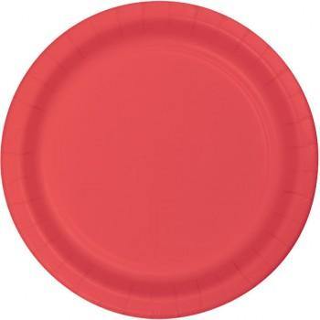 24 Pack Coral Luncheon Plates Paper - 18cm