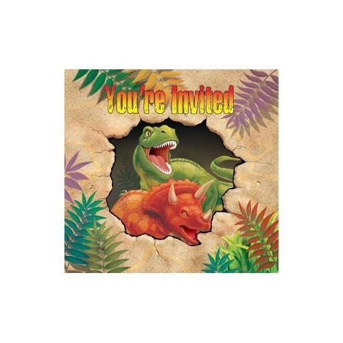 8 Pack Dinosaur Blast Youre Invited Invitations - 12cm - The Base Warehouse