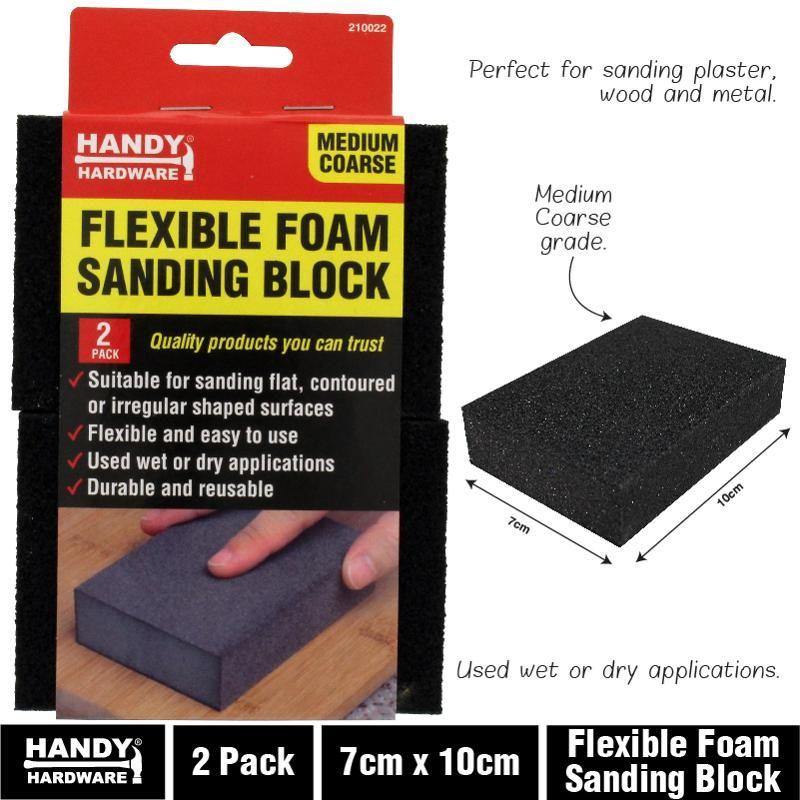 2 Pack Flexible Foam Sanding Block - 7cm x 10cm - The Base Warehouse