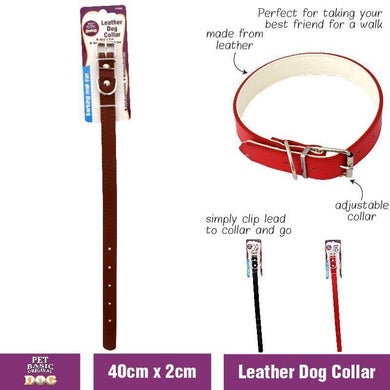 Leather Dog Collar - 40cm x 2cm - The Base Warehouse