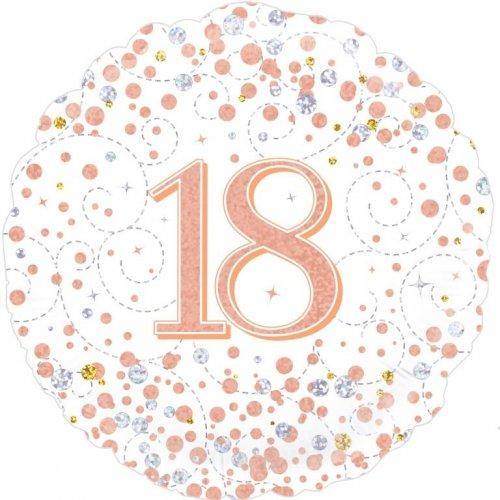 Rose Gold Sparkling Fizz 18 Round Foil Balloon - 45cm - The Base Warehouse