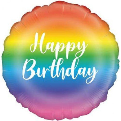 Rainbow Happy Birthday Round Foil Balloon - 45cm - The Base Warehouse