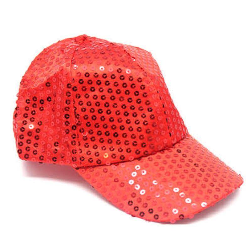 Red Sequin Baseball Cap - The Base Warehouse