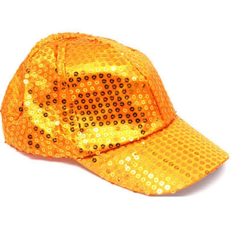 Orange Sequin Baseball Cap - The Base Warehouse