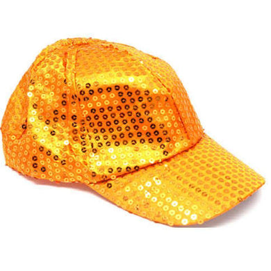 Orange Sequin Baseball Cap - The Base Warehouse