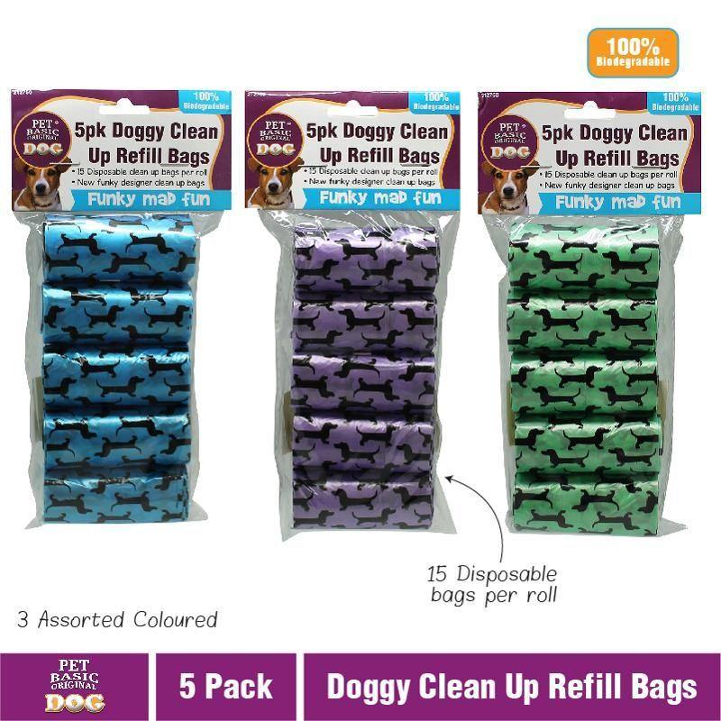 5 Pack Dog Clean Up Refill Bags - The Base Warehouse