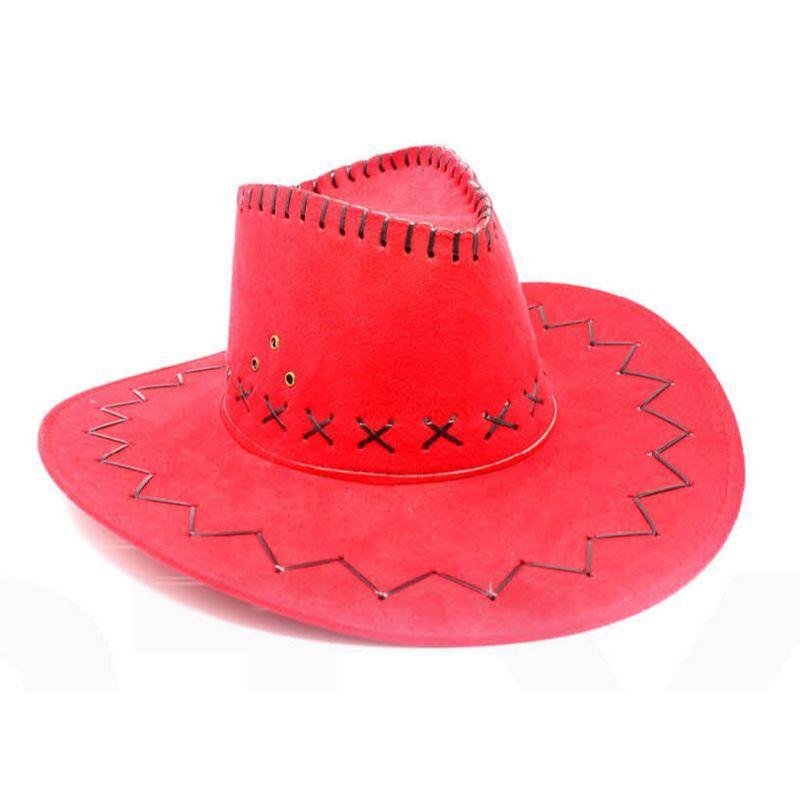 Adult Red Stitch Cowboy Hat - The Base Warehouse