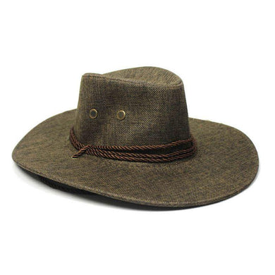 Adult Khaki Brown Hemp Material Cowboy Hat - The Base Warehouse