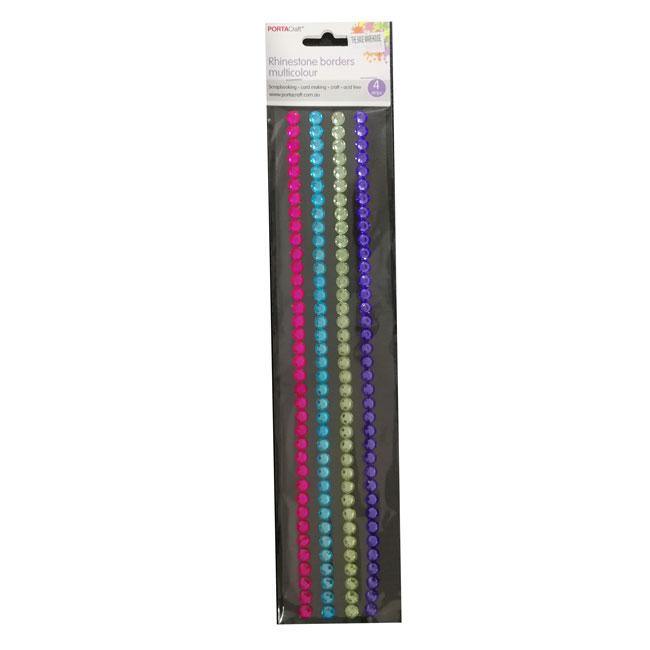Rhinestone Borders Multi Colour - 4 Strips - The Base Warehouse