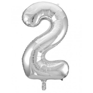 Silver Decrotex Number 2 Foil Balloon - 86cm - The Base Warehouse