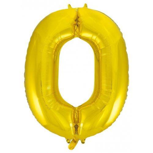 Gold Decrotex Number 0 Foil Balloon - 86cm - The Base Warehouse