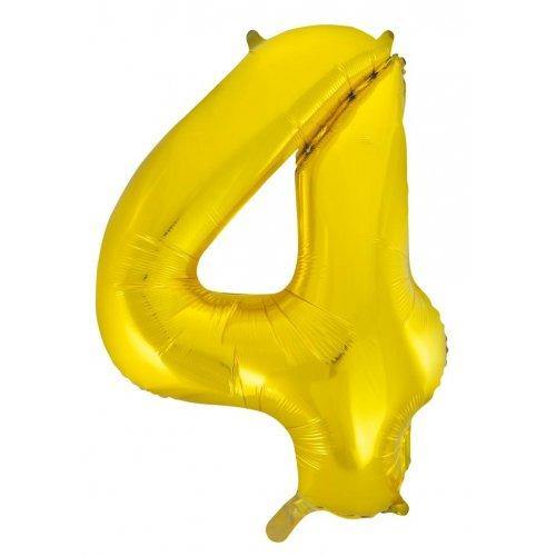 Gold Decrotex Number 4 Foil Balloon - 86cm - The Base Warehouse