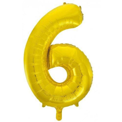 Gold Decrotex Number 6 Foil Balloon - 86cm - The Base Warehouse