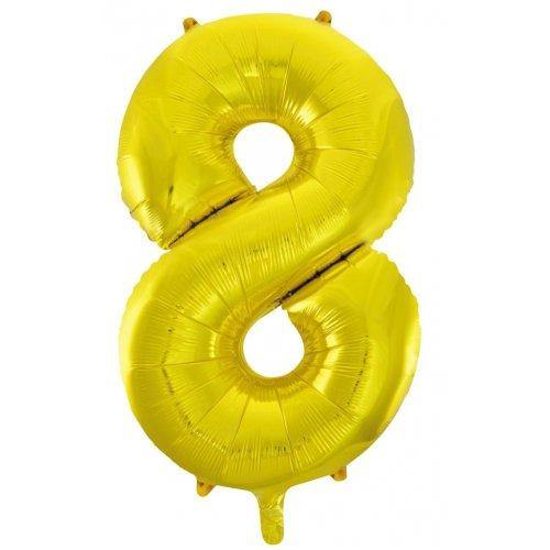 Gold Decrotex Number 8 Foil Balloon - 86cm - The Base Warehouse