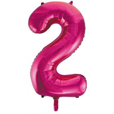 Hot Pink Decrotex Number 2 Foil Balloon - 86cm - The Base Warehouse