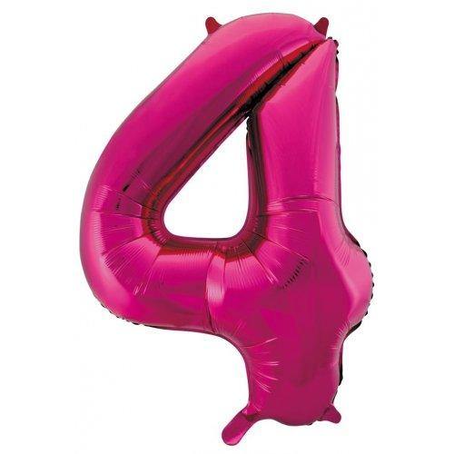 Hot Pink Decrotex Number 4 Foil Balloon - 86cm - The Base Warehouse
