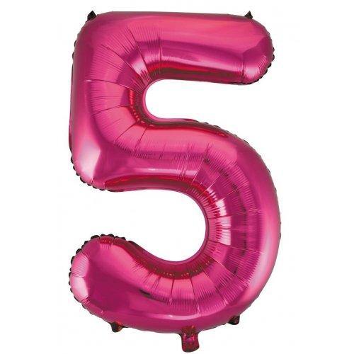 Hot Pink Decrotex Number 5 Foil Balloon - 86cm - The Base Warehouse
