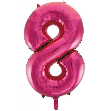 Hot Pink Decrotex Number 8 Foil Balloon - 86cm - The Base Warehouse