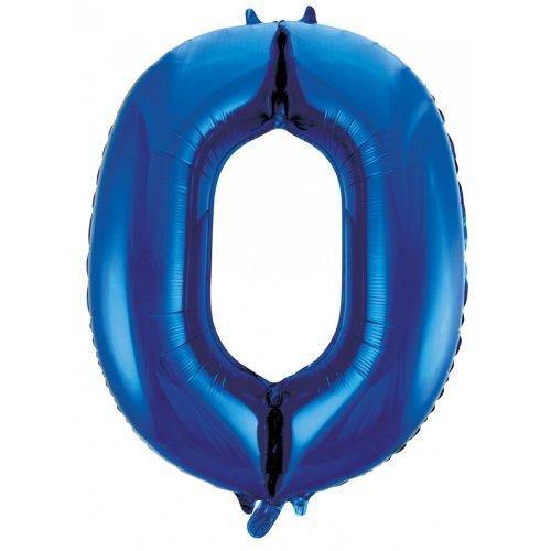 Blue Decrotex Number 0 Foil Balloon - 86cm - The Base Warehouse