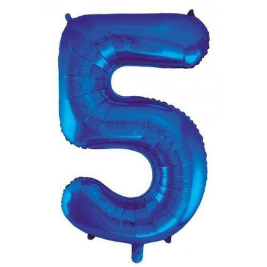 Blue Decrotex Number 5 Foil Balloon - 86cm - The Base Warehouse