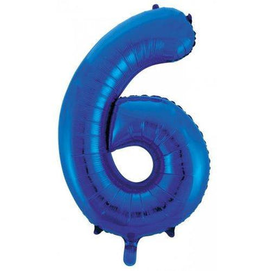 Blue Decrotex Number 6 Foil Balloon - 86cm - The Base Warehouse