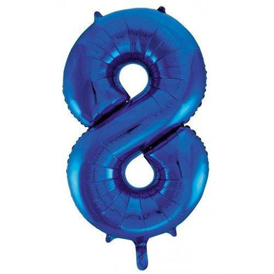 Blue Decrotex Number 8 Foil Balloon - 86cm - The Base Warehouse