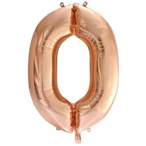 Rose Gold Decrotex Number 0 Foil Balloon - 86cm - The Base Warehouse