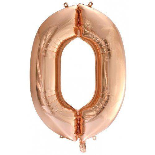 Rose Gold Decrotex Number 0 Foil Balloon - 86cm - The Base Warehouse