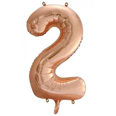 Rose Gold Decrotex Number 2 Foil Balloon - 86cm - The Base Warehouse