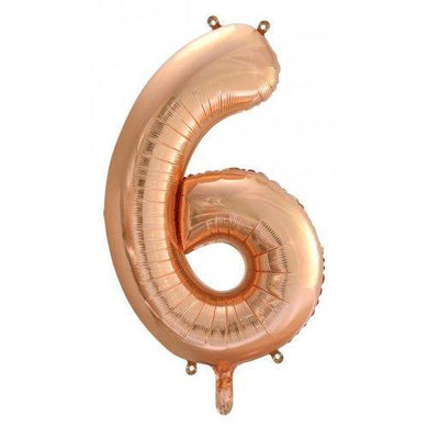 Rose Gold Decrotex Number 6 Foil Balloon - 86cm - The Base Warehouse