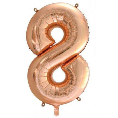 Rose Gold Decrotex Number 8 Foil Balloon - 86cm - The Base Warehouse